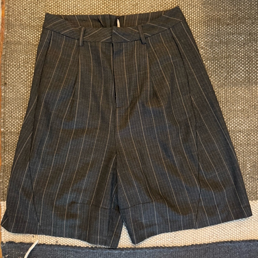 Free People Gray Striped Shorts